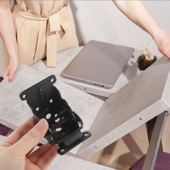 Alasum 2Pcs Heavy Duty Black Folding Table Leg Hinges with Smooth Locking Mechanism for Desks