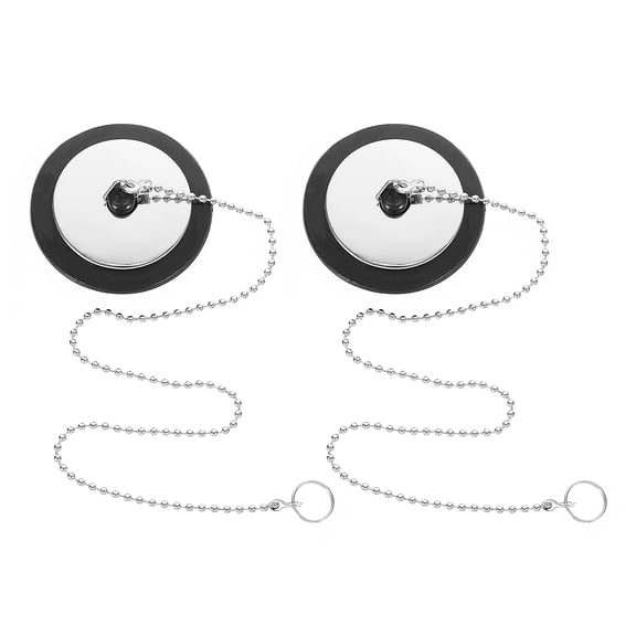 Alasum 2Pcs Household Rubber Sink Stoppers with Chain for Bathroom Drain and Kitchen Sink