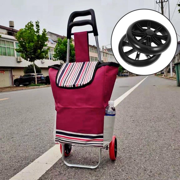 Alasum 2Pcs Laundry Rolling Cart Wheels Plastic PU Sturdy Replacement for Utility Carts