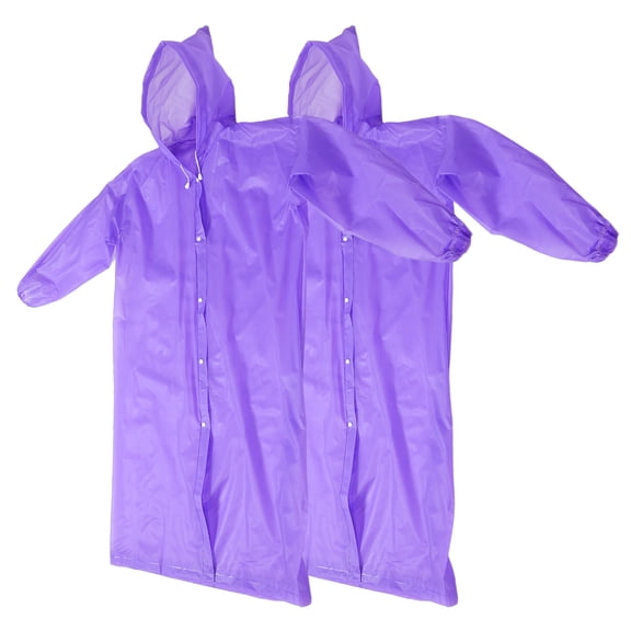 Alasum 2Pcs Mens Poncho Waterproof Raincoat Violet Sturdy Full Coverage with Hood for Outdoor Use