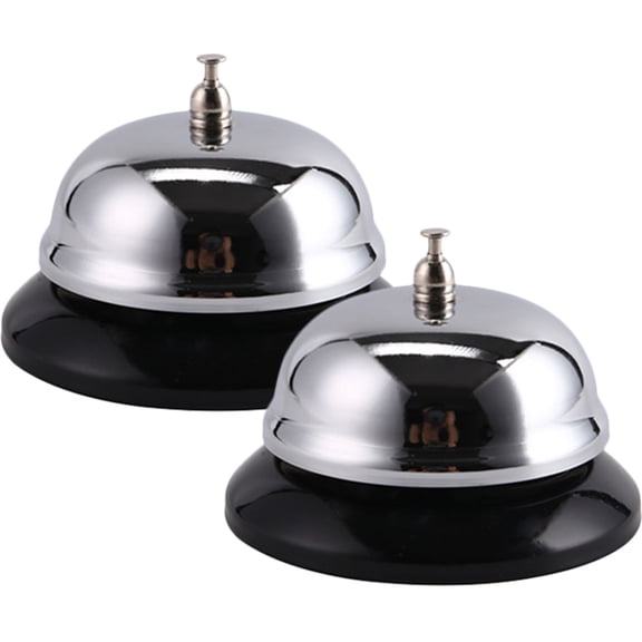 Alasum 2Pcs Metal Hand Bell Plated Silver for Restaurant Hotel Use Clear Loud Tone Practical Design