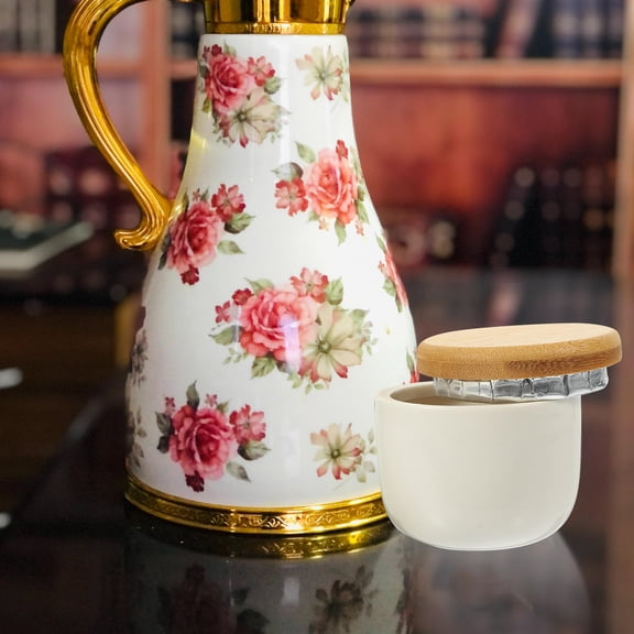 Alasum 2Pcs White Ceramic Storage Can with Bamboo Cover for Coffee Beans and Snacks