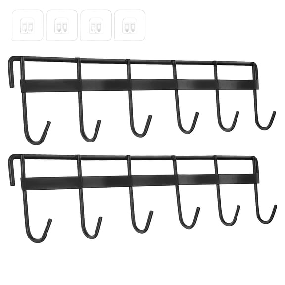 Alasum 2Pcs No Drill Wall Mounted Kitchen Utensils Holder Black Metal Rack for Space Saving Storage