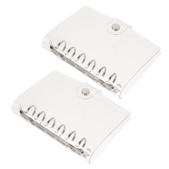 Alasum 2Pcs PVC Transparent Diary Covers White 6 Hole Binder Notebook Protector with Clasp