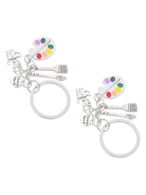 2-Pack Palette Shaped Plated Keychains Pendant Charms for Backpacks and Purses