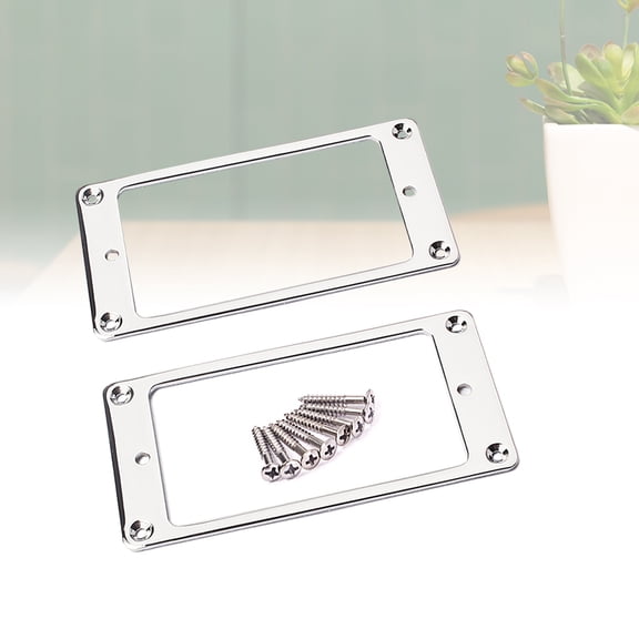 Alasum 2Pcs Plated Silver Guitar Humbucker Pickup Rings Metal Frame Short Mount with Screws