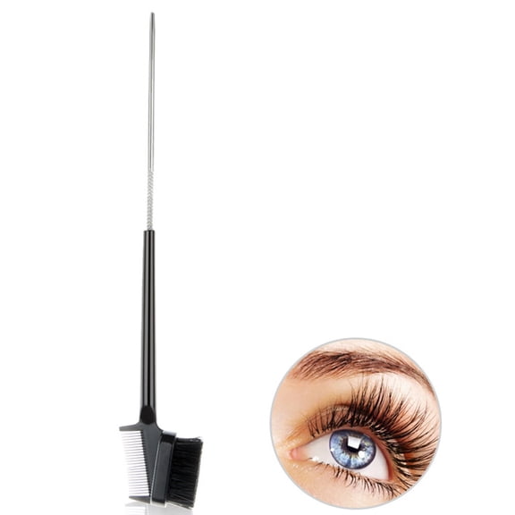 Alasum 2Pcs Black Portable Eyebrow Comb and Eyelash Brush Durable Stainless Steel