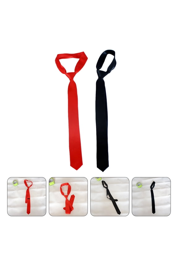 2Pcs Simple Suits Nylon Silk Neckties Adjustable Length Fashion Ties in Assorted Colors