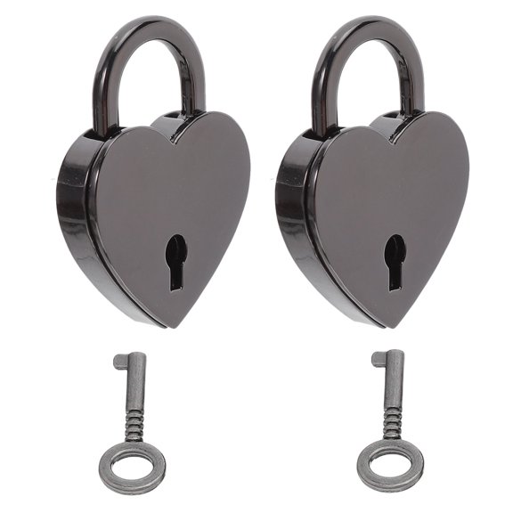 Alasum 2Pcs Small Heart Shaped Padlock Black for Storage Box Purse Lock with Keyed Security