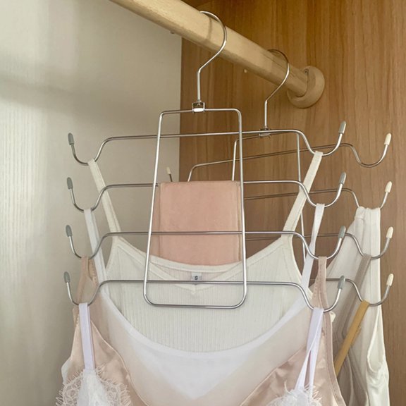 Alasum 2Pcs Space Saving Multilayer Clothes Hanger with Chrome Plating for Wardrobe Use