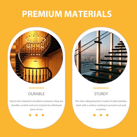 Alasum 2-Pack Golden Stainless Steel Stair Railing Support Brackets Handrail Holders for Indoor Use