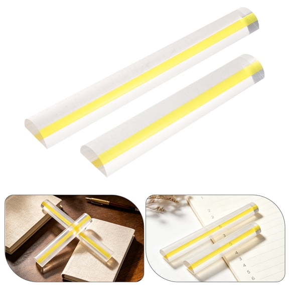Alasum 2Pcs Transparent Acrylic Magnifying Ruler for Reading Small Prints with Guide Line for Books Maps Documents