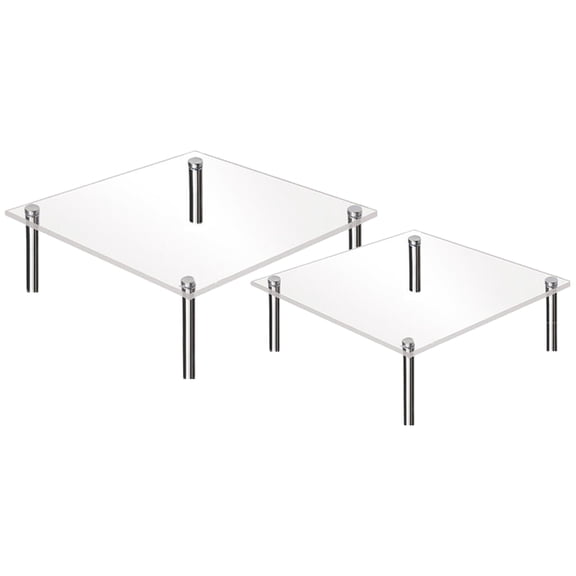 Alasum 2Pcs Transparent Acrylic Metal Square Cake Display Holder For Party And Wedding