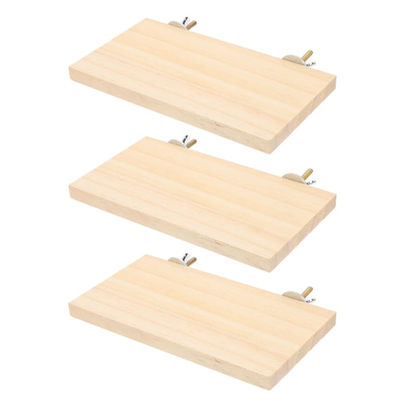 Alasum 3 Pack Rectangle Wooden Bird Perch Stand Platform, Natural Wood Cage Toy Rest Shelf for , Cockatiels, Parakeets