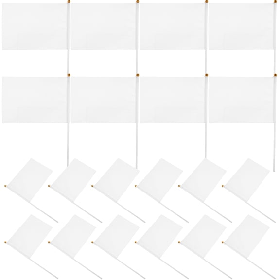 Alasum 30Pcs Lightweight White Stick Flags Polyester Small Flags for Parades School Spirit Rallies
