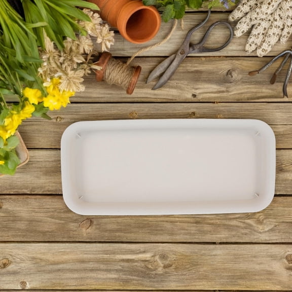 Alasum 3Pcs Beige Rectangular Plastic Planter Tray for Indoor Plants Mess Prevention and Aesthetic