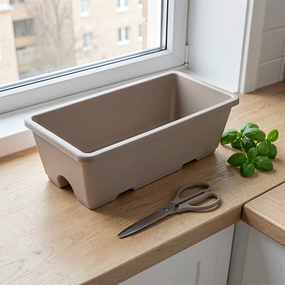 Alasum Rectangular Planter Box, Light Grey Resin, Built-in Drainage, Ideal for Home Decor, 3Pcs