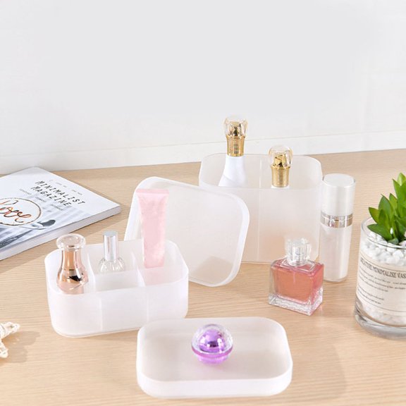 Alasum 3Pcs Desktop Cosmetic Organizer with Lid Transparent Plastic Makeup Storage Box
