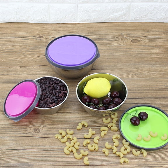 Alasum 3Pcs Dry Food Storage Containers With Lids Stainless Steel Stackable Bowls For Outdoor Family