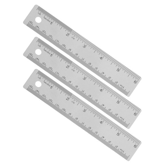 Alasum 3Pcs Metal Cork Base Ruler with Inch Centimeter Scales and Non Slip Design for Layout Drawing