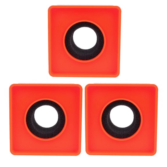 Alasum 3-Piece Orange Microphone Flag Station with Large Logo Display for Podcasting, Broadcasting, and Media Use