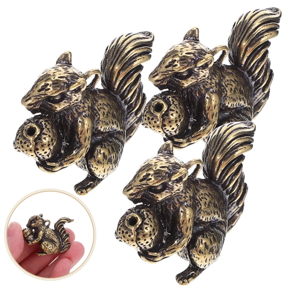 Alasum 3-Piece Antique Squirrel Figurines, Copper Brass Statue Set, Desk Decor for Home, Office, Tea Table