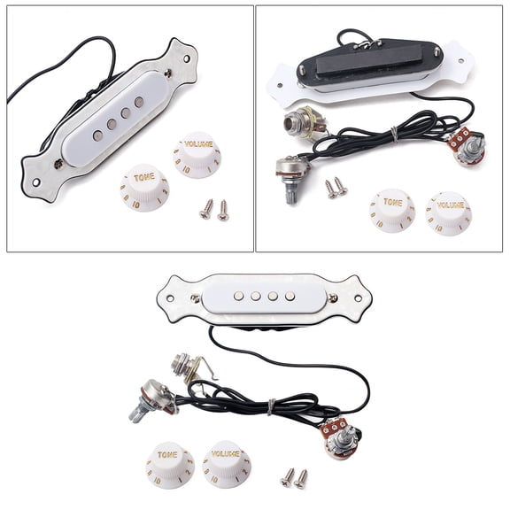 Alasum 4 String Soundhole Pickup for Guitar with ABS Shell and Celluloid Sound Board White