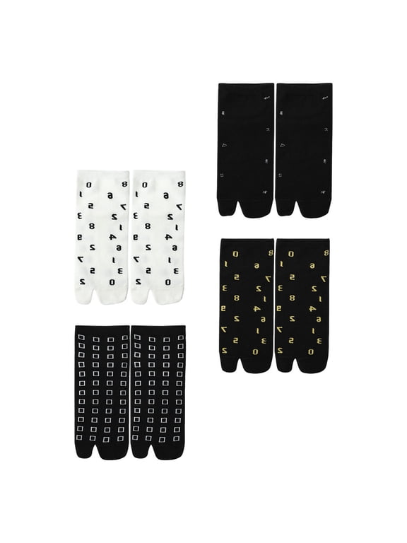 White ped Number Socks Comfortable Two-Toed for Adults 4Pairs