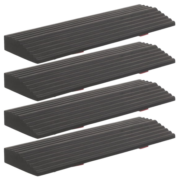 Alasum 4Pcs Black Rubber Threshold Ramp for Home Use with Fine Workmanship and Damage Resistance