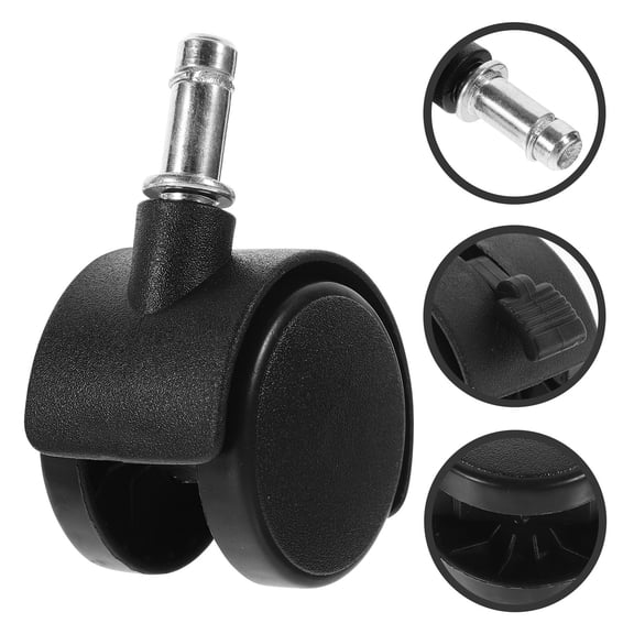 Alasum 4Pcs Black Swivel Wheels for Trash Can Replacement with Brake and Stable Design