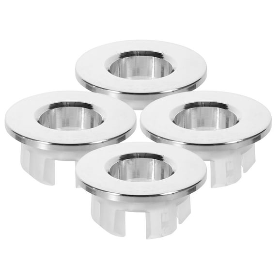 Alasum 4Pcs Durable Copper Sink Basin Overflow Covers Silver Finish Replacement Splash Guards