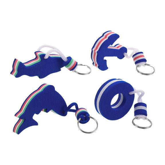 Alasum 4Pcs Eva Shark Shape Floating Keychain Blue Lightweight Water Sports Keyring for Sailing
