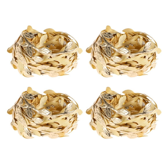 Alasum 4Pcs Golden Leaf Trim Ribbon for Garlands Bouquets and Decorative Sewing Projects