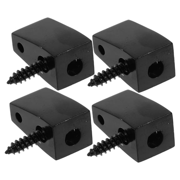 Alasum 4 Pcs Black Brass Headless Bass Guitar Nut, Secure String Lock Clamp for Electric Bass, Stable Tuning Replacement