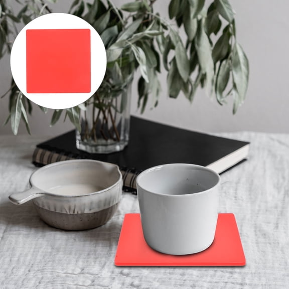 Alasum 4Pcs Hot Tea Cup Mats Red Silicone Prevent Burns Dining Tabletop Accessories