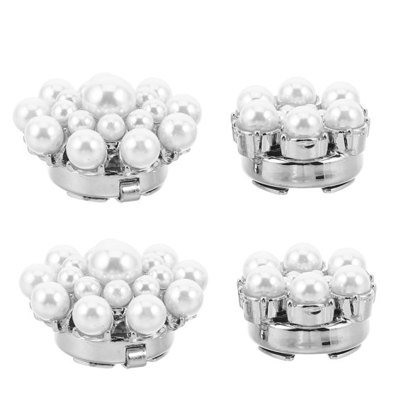 Alasum 4 Pcs Elegant Pearlescent Lapel Buttons, Decorative Sweater Cardigan Shawl Clips, Fashion Clothing Accessories for Coats