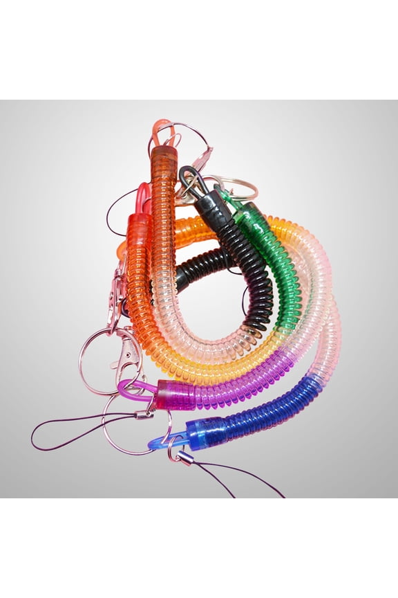 4Pcs Plastic Spring Coil Chain Key Holder with Flexible Stretch Design for Everyday Key Use