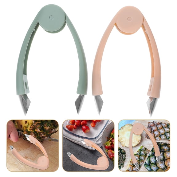 Alasum 4-Piece Fruit Stem Remover Set with Pineapple Eye Remover and Strawberry Huller for Easy Food Preparation