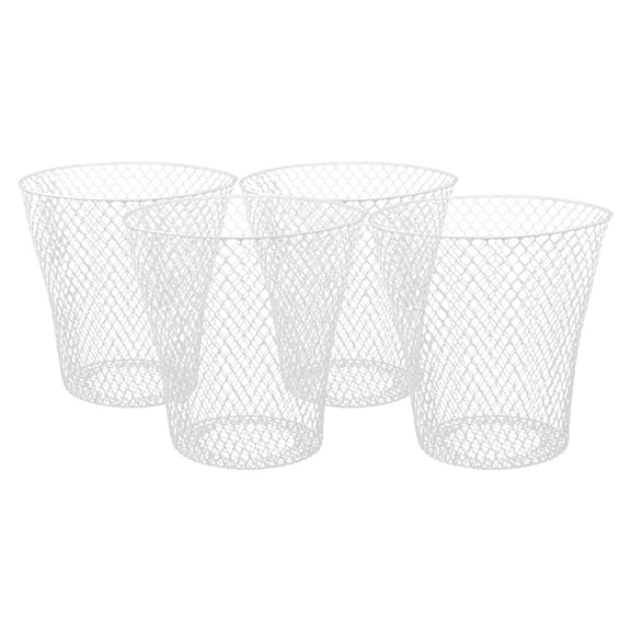 Alasum 4Pcs White Iron Mesh Storage Basket Large Capacity Multi Use Trash Can for Home