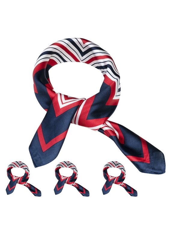 4-Pack Women's Small Neck Scarves, 50cm Polyester Square Scarf Set, Lightweight Fashion Accessory for Daily Wear