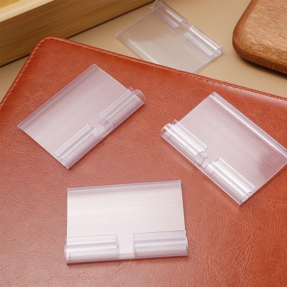 Alasum 50Pcs Transparent Wire Shelf Label Holders PVC Material Clear Label Stand Holders