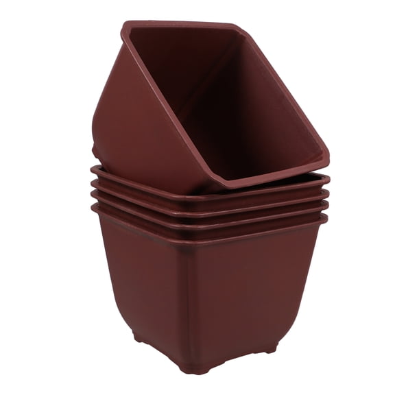 Alasum 5Pcs Dark Red Plastic Planter Pots for Home with Smooth Surface and Effective Water Drainage