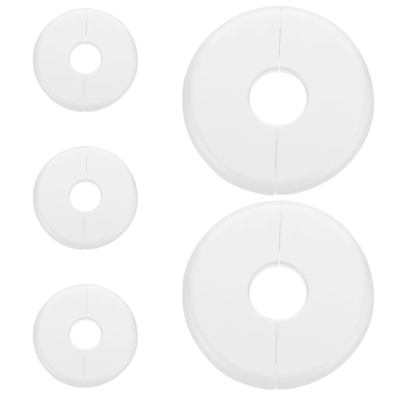 Alasum 5Pcs Durable White Plastic Round Plumbing Cover for Wall Mounted Pipe Flange and Shower Decoration
