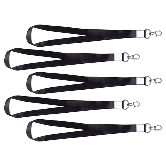 Alasum 5pcs Simple And Fashionable Neck Lanyard For Keys Black Polyester For Students