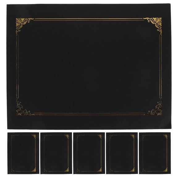 Alasum Sturdy Black Diploma Covers with Plated Gold Foil for Graduation Certificates 6Pcs