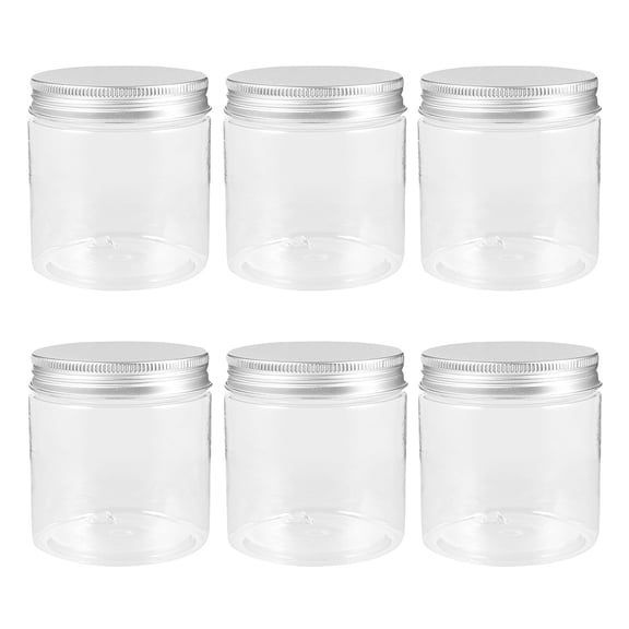 Alasum 6Pcs Portable Clear Plastic Jars with Aluminum Lids for Facial Cream and Travel
