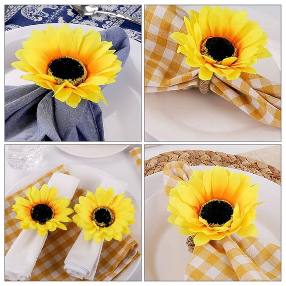 LITINKIMI 6Pcs Yellow Flower Napkin Holder Buckles Suitable for Banquet and Outdoor Garden Decor