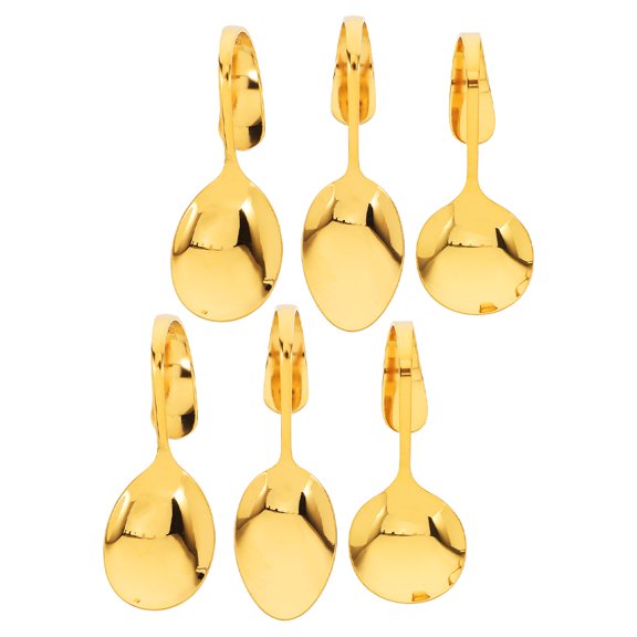Alasum 6pcs Gold Stainless Steel Appetizer Spoons with Curved Handle for Home Use