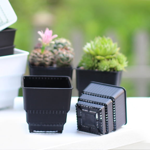 Alasum 8Pcs Black Resin Root Control Pots with Airflow for Succulent Flower Plant Display