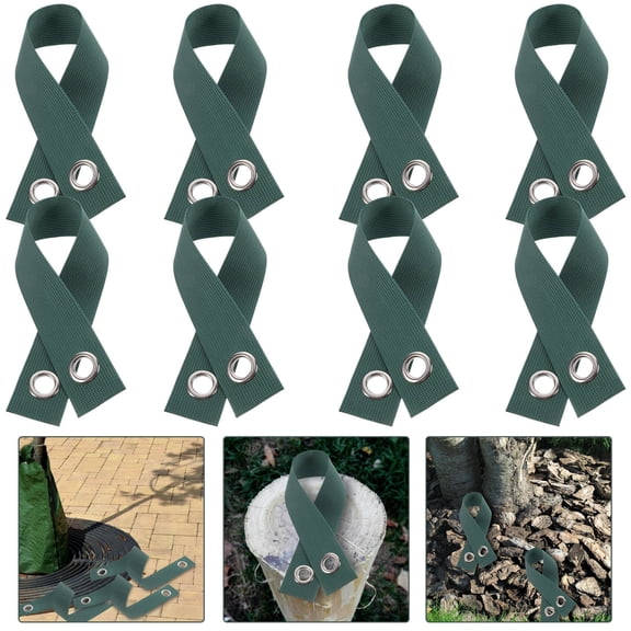 Alasum 8Pcs Heavy Duty Tree Ties in Green Nylon for Weather Resistant Plant Support